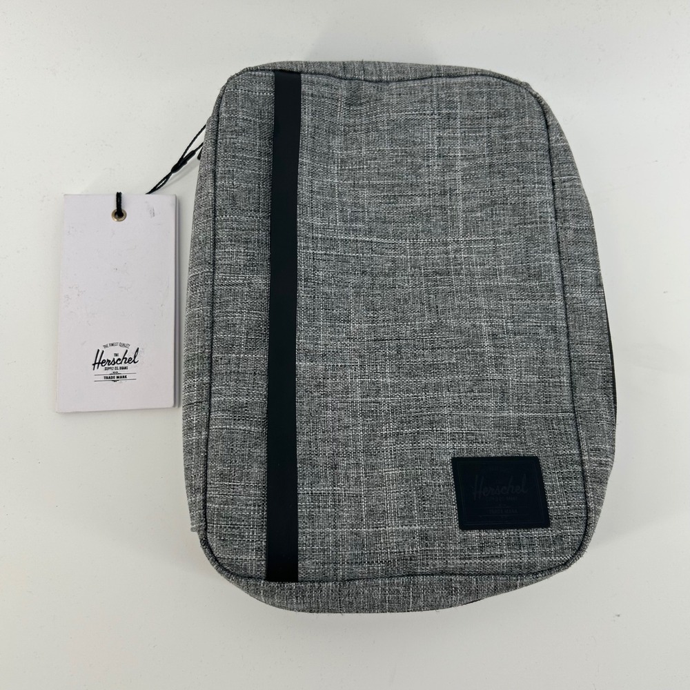 Herschel Tech Organizer Unisex OS Raven Crosshatch Grey Travel Pouch 10997 NEW